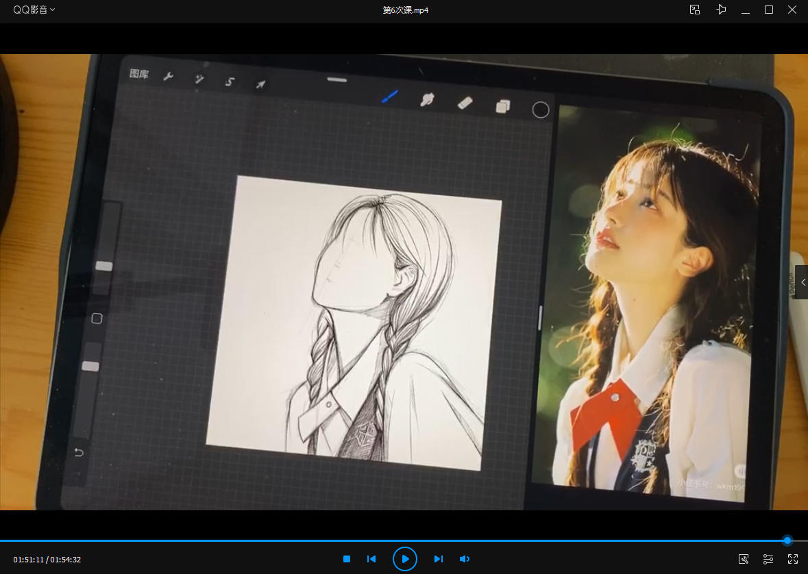 【雀斑儿-chn】2021年2月iPad插画少女头像线稿课【画质高清有素材】  第5张