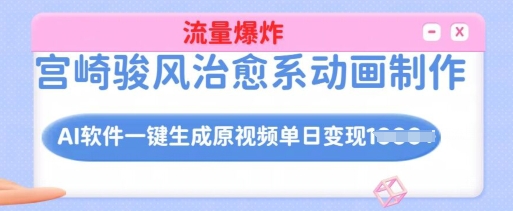 宫崎骏风治愈系动画制作，AI软件一键生成原创视频流量爆炸，单日变现多张，详细实操流程  第1张
