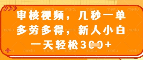 最新审核视频，几秒一单，多劳多得，新人小白一天轻松3张【揭秘】  第1张