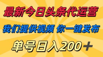 最新今日头条代运营，我们提供视频，你一键发布，单号日入200+【揭秘】  第1张