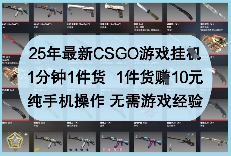 25年最新CSGO游戏挂G，1分钟1件货，1件货挣10元，纯手机操作，无需游戏经验【揭秘】  第1张
