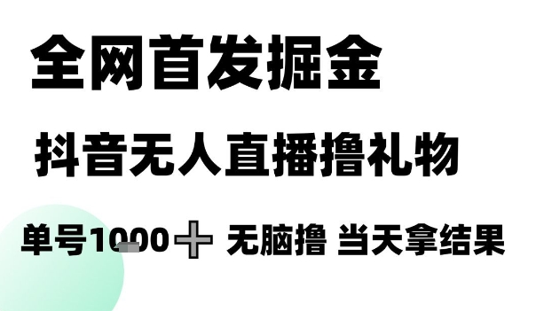 全网首发掘金抖音无人直播撸礼物，单号1k +无脑撸，当天拿结果【揭秘】  第1张