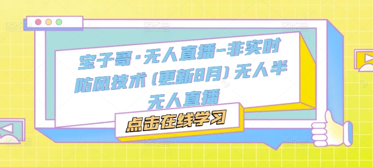 宝子哥·无人直播-非实时防风技术(更新25年6月)无人半无人直播  第1张