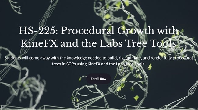Houdini School – HS-225 Procedural Growth with KineFX and the Labs Tree Tools