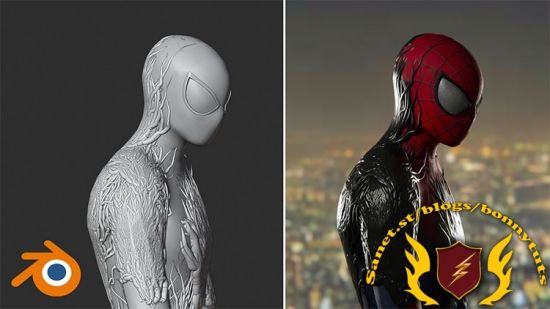 Venom Symbiote on Spider-Man in Blender: Step-by-Step