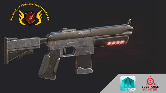 Modeling and Texturing Game Sci-fi Rifle for Games